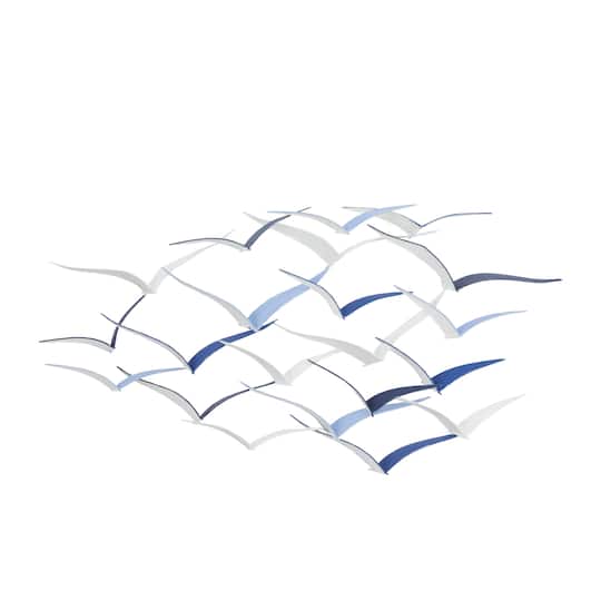 Blue Metal Coastal Wall Decor, 25" x 48" x 3"